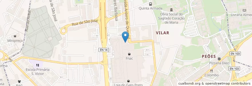 Mapa de ubicacion de Tomatino en Португалия, Северный, Braga, Каваду, Braga, São Vítor.