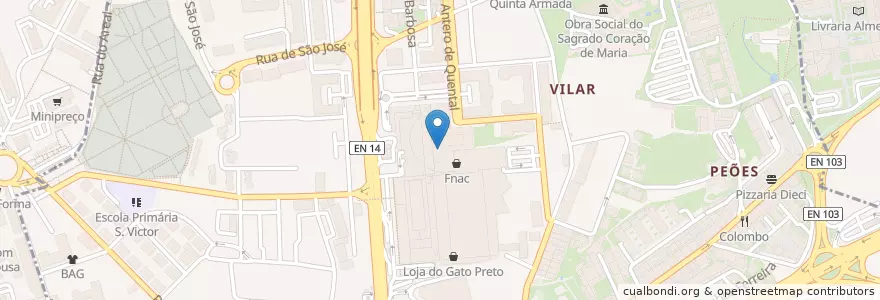 Mapa de ubicacion de Kilo en Portugal, Nord, Braga, Cávado, Braga, São Vítor.