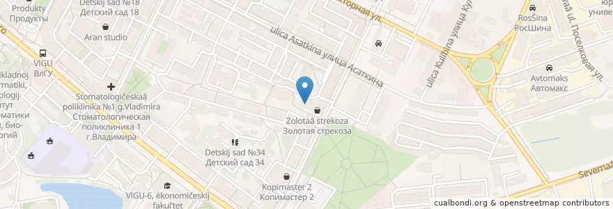Mapa de ubicacion de АКБ Мособлбанк en ロシア, 中央連邦管区, Владимирская Область, Городской Округ Владимир.