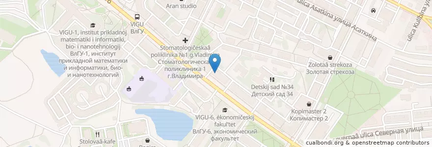 Mapa de ubicacion de Восточный экспресс банк en Russland, Föderationskreis Zentralrussland, Oblast Wladimir, Городской Округ Владимир.
