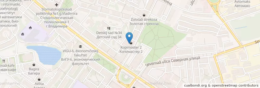 Mapa de ubicacion de Многопрофильная клиника "Здоровье" en Rusia, Distrito Federal Central, Óblast De Vladímir, Городской Округ Владимир.