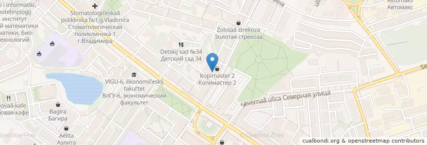 Mapa de ubicacion de Онегинъ en روسيا, Центральный Федеральный Округ, فلاديمير أوبلاست, Городской Округ Владимир.