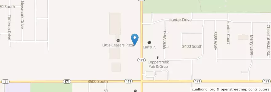 Mapa de ubicacion de Pizza Hut en Stati Uniti D'America, Utah, Salt Lake County, West Valley City.