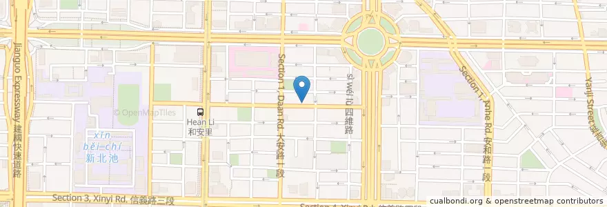 Mapa de ubicacion de 潮肉壽喜燒東豐本店 en 臺灣, 新北市, 臺北市, 大安區.
