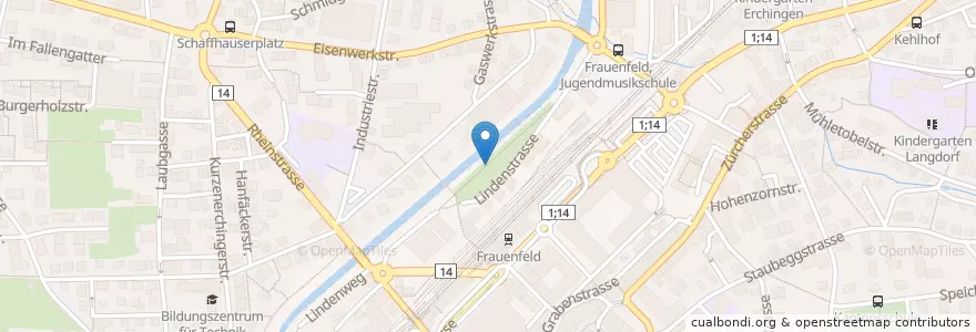 Mapa de ubicacion de Hier liegen die Fetzen en Switzerland, Thurgau, Bezirk Frauenfeld, Frauenfeld.
