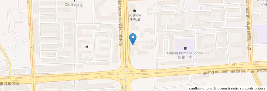 Mapa de ubicacion de 北京市普仁医院 en 中国, 北京市, 河北省, 东城区.
