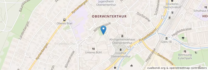 Mapa de ubicacion de unteres Bühl en Suíça, Zurique, Bezirk Winterthur, Winterthur.