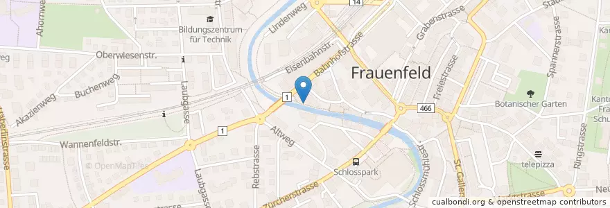 Mapa de ubicacion de Vereinigte Taten en 瑞士, Thurgau, Bezirk Frauenfeld, Frauenfeld.