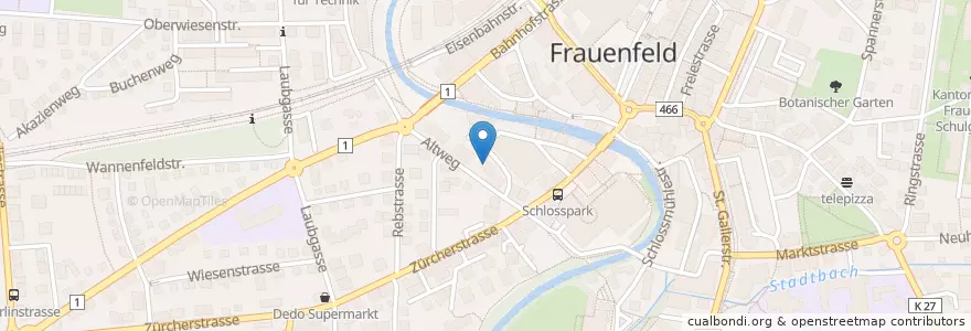 Mapa de ubicacion de Royal Bar en Schweiz/Suisse/Svizzera/Svizra, Thurgau, Bezirk Frauenfeld, Frauenfeld.