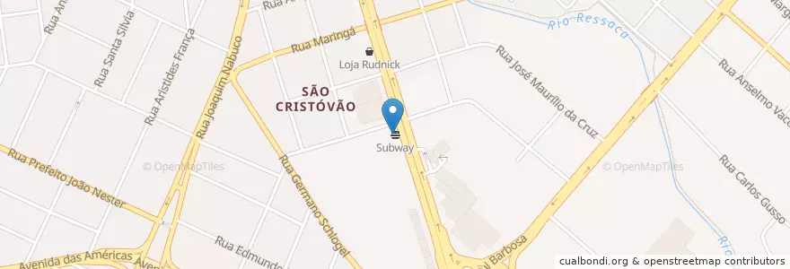 Mapa de ubicacion de Subway en Brasil, Región Sur, Estado De Paraná, Região Geográfica Intermediária De Curitiba, Região Metropolitana De Curitiba, Microrregião De Curitiba, São José Dos Pinhais.