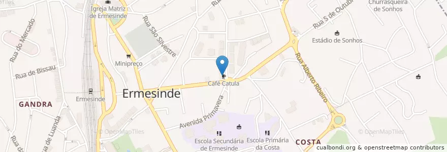 Mapa de ubicacion de Café Catula en Portugal, Norte, Área Metropolitana Do Porto, Porto, Valongo, Ermesinde.