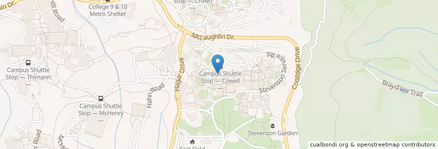 Mapa de ubicacion de Cowell College en 미국, 캘리포니아주, Santa Cruz County, Santa Cruz.