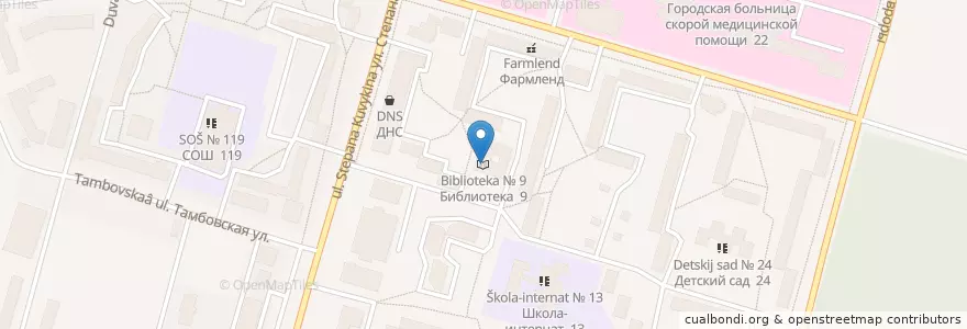 Mapa de ubicacion de Библиотека № 9 en Rusya Federasyonu, Приволжский Федеральный Округ, Başkurdistan, Городской Округ Уфа.