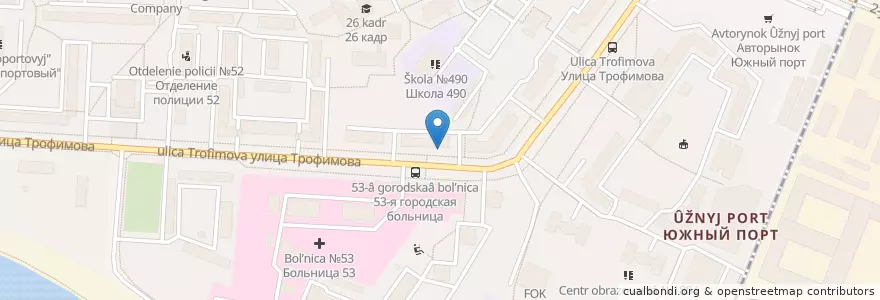 Mapa de ubicacion de Библиотека №153 en Russie, District Fédéral Central, Moscou, Юго-Восточный Административный Округ, Южнопортовый Район.
