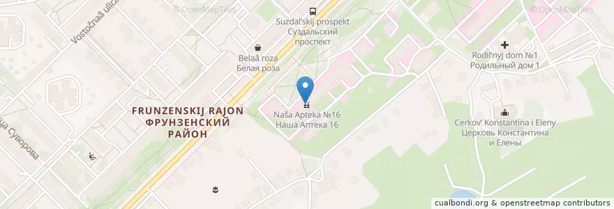 Mapa de ubicacion de Наша Аптека №16 en روسيا, Центральный Федеральный Округ, فلاديمير أوبلاست, Городской Округ Владимир.
