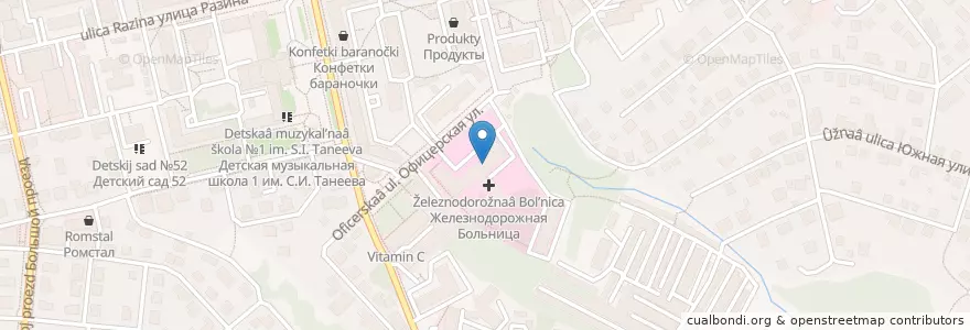 Mapa de ubicacion de Поликлиника железнодорожной больницы en Rusia, Distrito Federal Central, Óblast De Vladímir, Городской Округ Владимир.