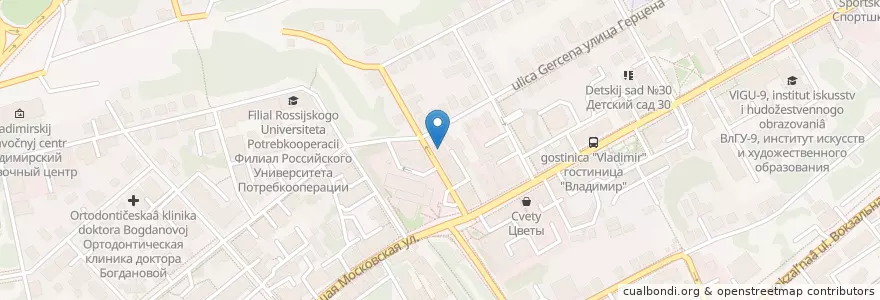 Mapa de ubicacion de Центр специализированной фтизиопульмонологической помощи en Rusia, Distrito Federal Central, Óblast De Vladímir, Городской Округ Владимир.