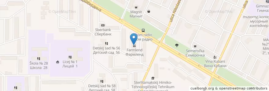 Mapa de ubicacion de Фармленд en Россия, Приволжский Федеральный Округ, Башкортостан, Городской Округ Стерлитамак.