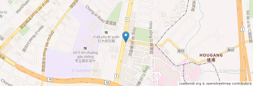 Mapa de ubicacion de 夯仔碳烤三明治 en Tayvan, Kaohsiung, 左營區.
