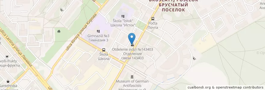 Mapa de ubicacion de Отделение связи №143403 en Rusland, Centraal Federaal District, Oblast Moskou, Городской Округ Красногорск.