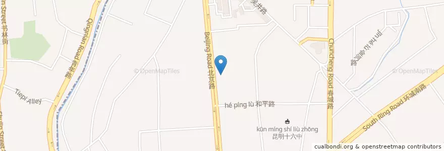 Mapa de ubicacion de Kunming Post Bureau en China, Yunnan, 昆明市, 官渡区, 太和街道.