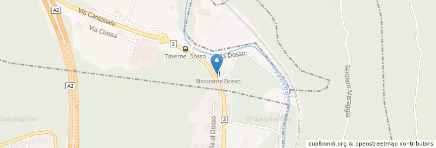 Mapa de ubicacion de Ristorante Dosso en Schweiz/Suisse/Svizzera/Svizra, Ticino, Distretto Di Lugano, Ponte Capriasca, Monteceneri.