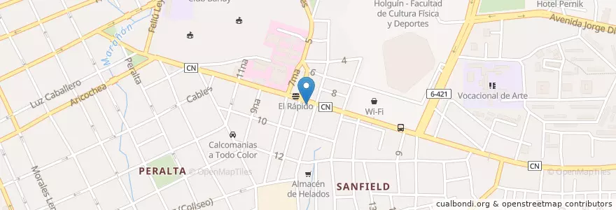 Mapa de ubicacion de Servicentro en Cuba, Holguín, Holguín.