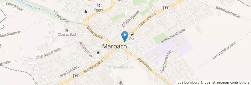 Mapa de ubicacion de Raiffeisen Marbach en Suisse, Saint-Gall, Wahlkreis Rheintal, Marbach.