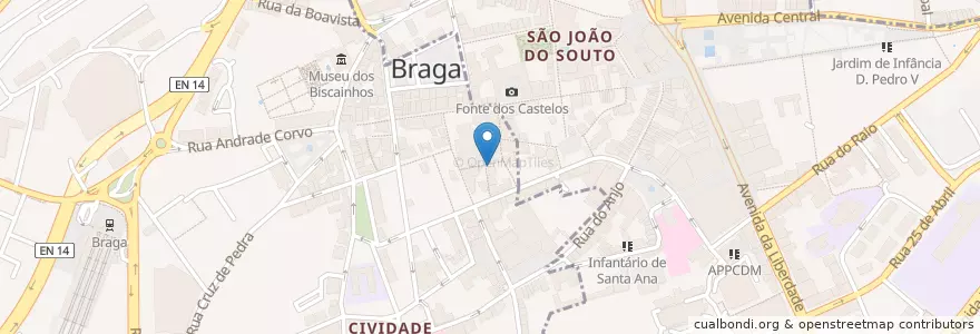 Mapa de ubicacion de Polícia Municipal en البرتغال, المنطقة الشمالية (البرتغال), براغا, كافادو, براغا, São José De São Lázaro E São João Do Souto.
