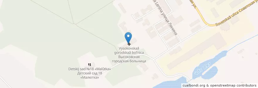 Mapa de ubicacion de Высоковская городская больница en Rusia, Distrito Federal Central, Óblast De Moscú, Городской Округ Клин.