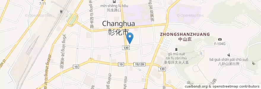 Mapa de ubicacion de 素食麵 en 타이완, 타이완성, 장화현, 장화 시.