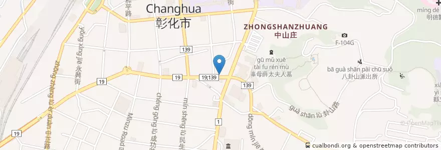 Mapa de ubicacion de 頂呱呱 en Taiwan, 臺灣省, Condado De Changhua, 彰化市.