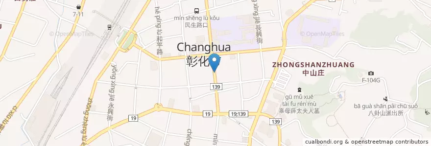 Mapa de ubicacion de 山西刀削麵 en Taiwán, Provincia De Taiwán, Condado De Changhua, 彰化市.