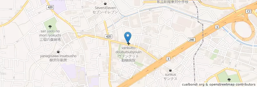 Mapa de ubicacion de ヴァンクット動物病院 en 日本, 東京都, 世田谷区.
