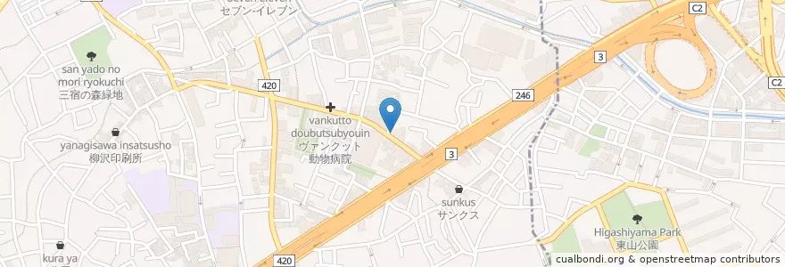 Mapa de ubicacion de 柳田薬局 en Jepun, 東京都, 目黒区, 世田谷区.