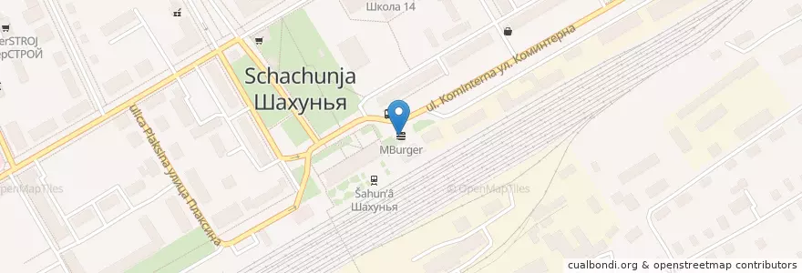 Mapa de ubicacion de MBurger en Rusia, Приволжский Федеральный Округ, Нижегородская Область, Городской Округ Шахунья.