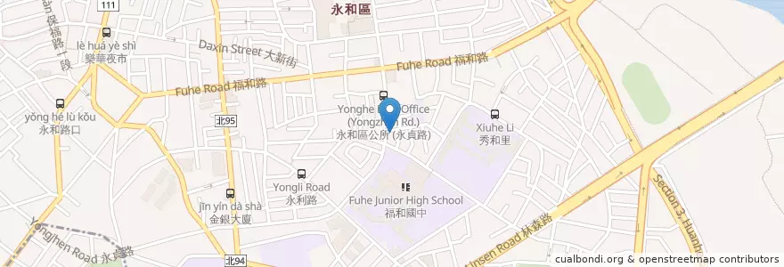 Mapa de ubicacion de 池湖豆漿大王 en تايوان, تايبيه الجديدة, 永和區.