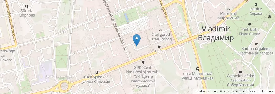 Mapa de ubicacion de Баскин-Роббинс en Rússia, Distrito Federal Central, Владимирская Область, Городской Округ Владимир.
