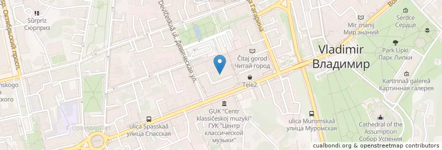 Mapa de ubicacion de Сутеки, суши-бар en روسيا, Центральный Федеральный Округ, فلاديمير أوبلاست, Городской Округ Владимир.