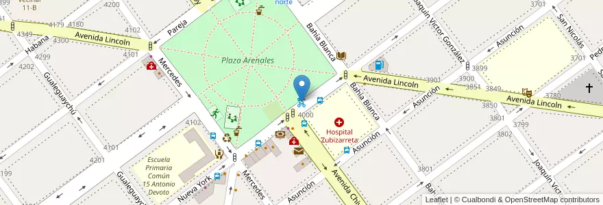 Mapa de ubicacion de 207 - Plaza Arenales en Аргентина, Буэнос-Айрес, Буэнос-Айрес, Comuna 11.