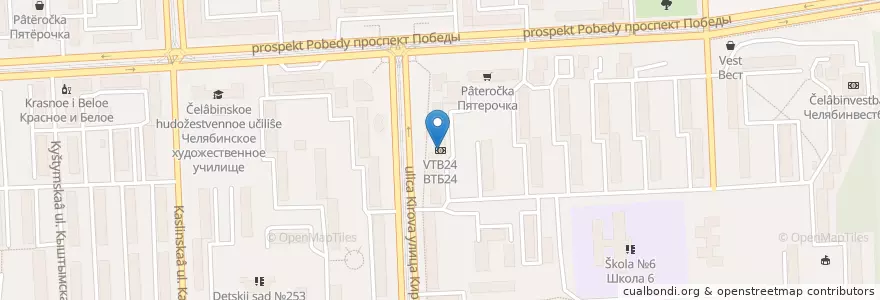 Mapa de ubicacion de ВТБ en Rússia, Уральский Федеральный Округ, Oblast De Cheliabinsk, Челябинский Городской Округ.