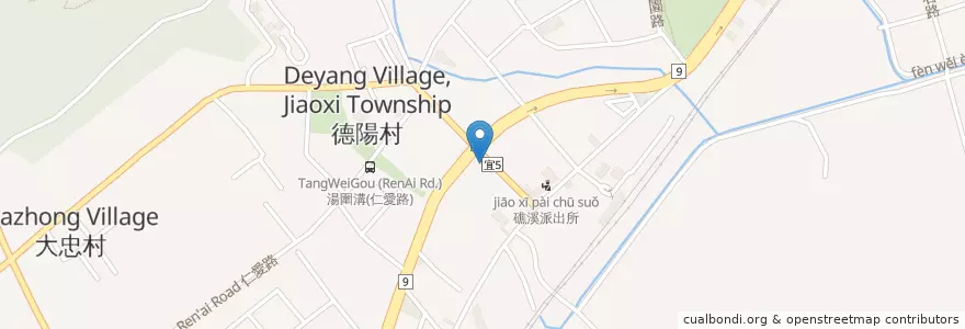 Mapa de ubicacion de 樂山溫泉拉麵 en 台湾, 台湾省, 宜蘭県, 礁渓郷.