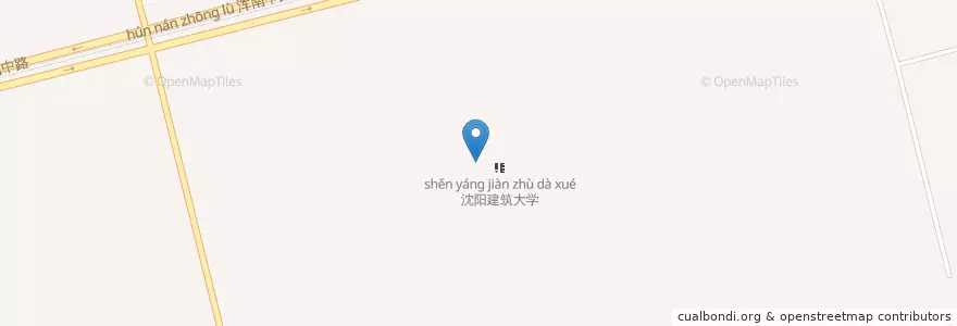Mapa de ubicacion de 沈阳建筑大学 en Cina, Liaoning, 沈阳市, 浑南区.