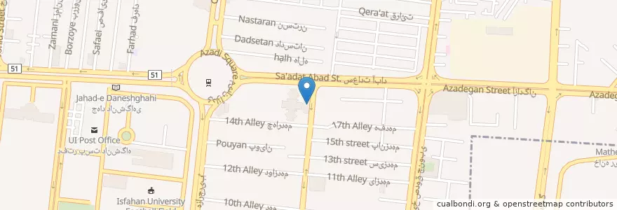 Mapa de ubicacion de بانک شهر en 이란, استان اصفهان, شهرستان اصفهان, بخش مرکزی شهرستان اصفهان, اصفهان.