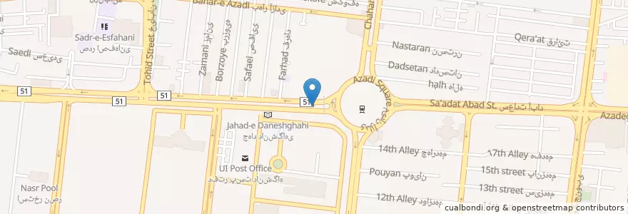 Mapa de ubicacion de ایستگاه اتوبوس میدان آزادی en 伊朗, استان اصفهان, شهرستان اصفهان, بخش مرکزی شهرستان اصفهان, اصفهان.