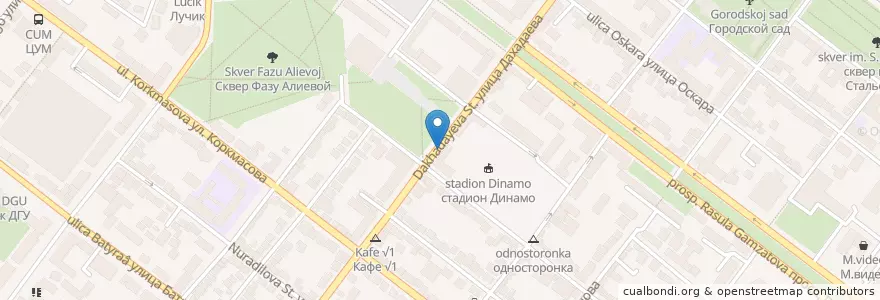 Mapa de ubicacion de Стадион Динамо en روسيا, منطقة شمال القوقاز الفيدرالية, Дагестан, Городской Округ Махачкала.