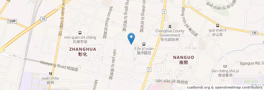 Mapa de ubicacion de 理想牙醫 en تايوان, مقاطعة تايوان, مقاطعة تشانغوا, 彰化市.