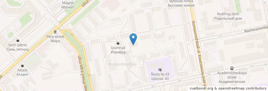 Mapa de ubicacion de Детская хоровая школа №1 en ロシア, ウラル連邦管区, スヴェルドロフスク州, エカテリンブルク管区.