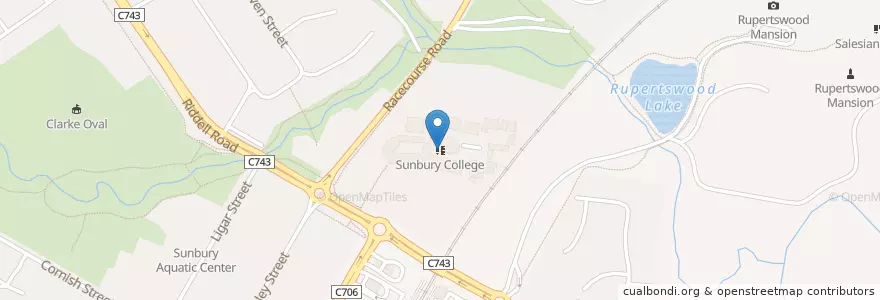 Mapa de ubicacion de Sunbury College en Avustralya, Victoria, City Of Hume.