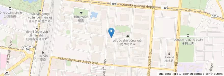 Mapa de ubicacion de cc bicycle parking en تایوان, 臺南市, 北區, 東區.
